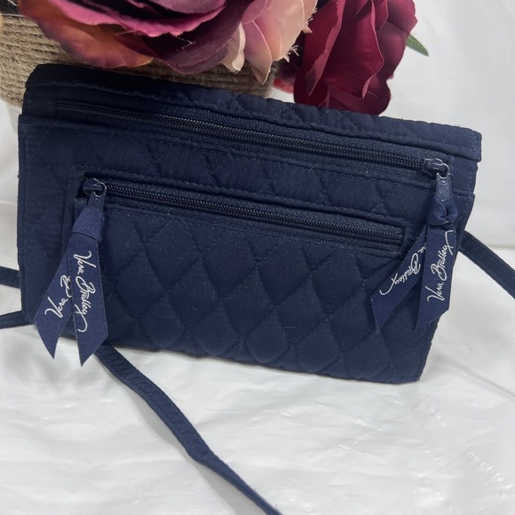 Vera Bradley Small Crossbody Purse Wallet Quilted Navy Blue‎ - Picture 6 of 11